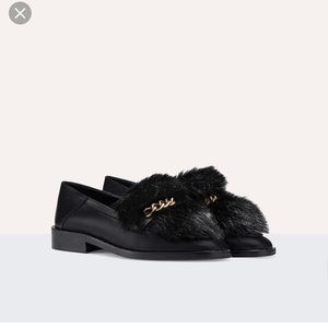 Maje leather loafers with detachable fur